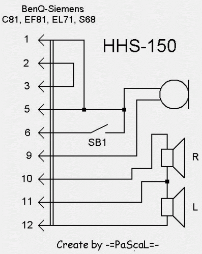 Схема гарнитуры для Siemens HHS-150, HHS-100/110