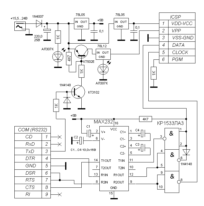 Схема искателя подслушивающих устройств (30—500 МГц) выполненного на микросхемах LM324